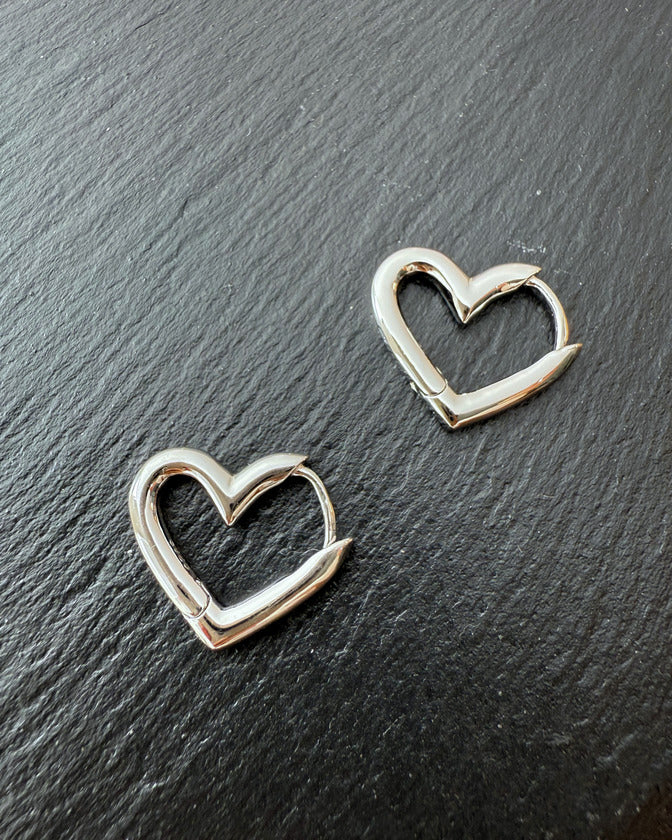 Geo Heart Hoop Earrings – Gold / Silver