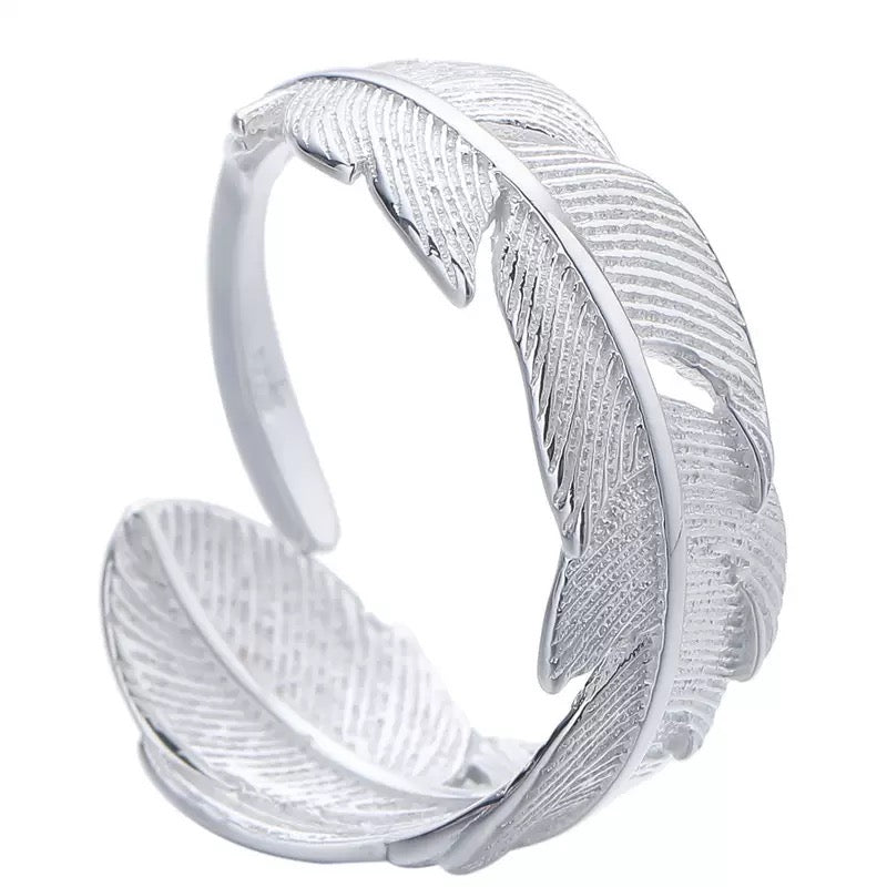 Feather Band Ring (925 Silver)