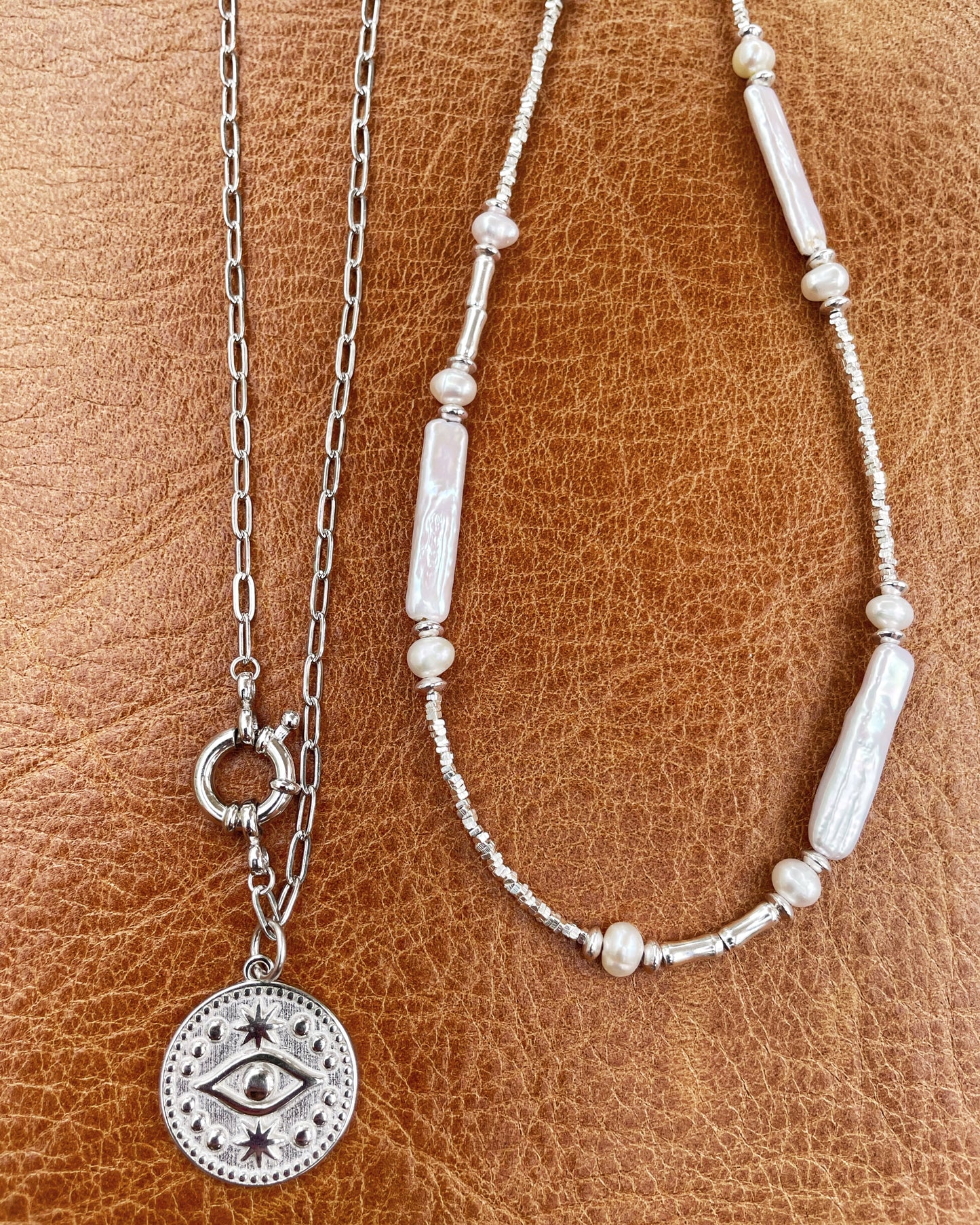 Baroque Pearl Silver Chips Necklace