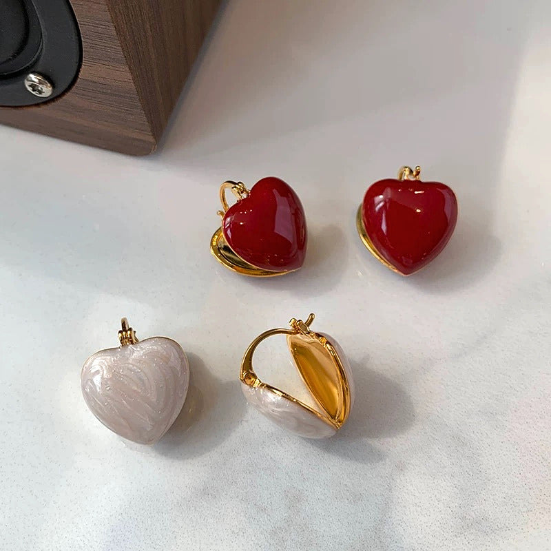 Enamel Heart Hoops