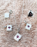 Silver Book Locker with heart shape Zircon Necklace