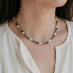 Mother of pearl and gemstone beaded necklace by ReflA