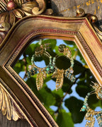 Dreamcatcher Feather Earrings – Gold & Green