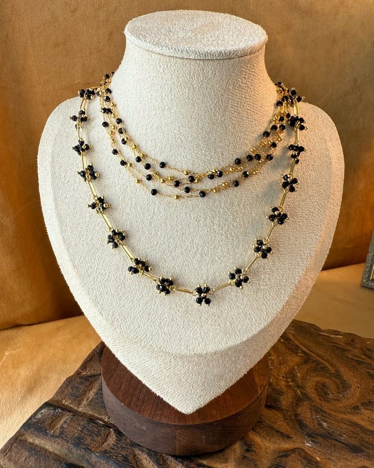 Twilight Veil Necklace – Black/Green & Gold