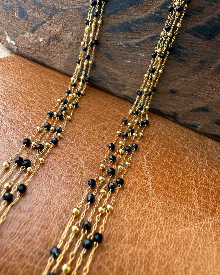 Twilight Veil Necklace – Black/Green & Gold