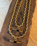 Twist Rope Necklace – Black/ Green Zircon