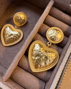 Golden Heart Statement Earrings
