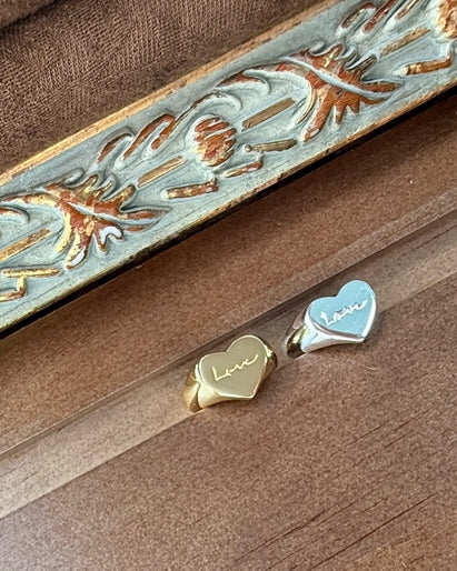 Love Script Heart Ring