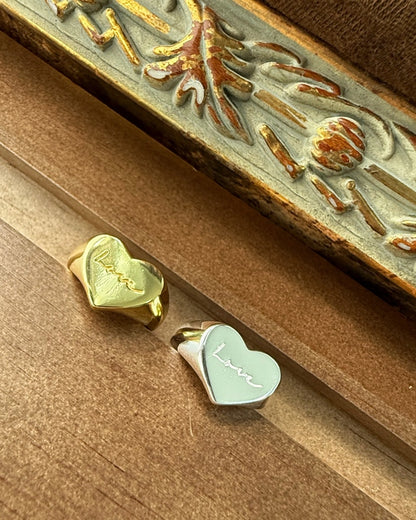 Love Script Heart Ring