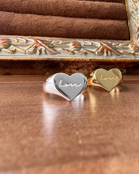 Love Script Heart Ring