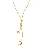 Adjustable gold lariat necklace for everyday layering