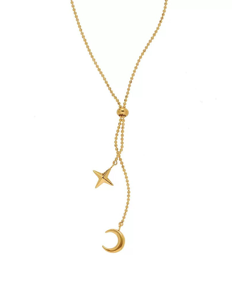 Adjustable gold lariat necklace for everyday layering