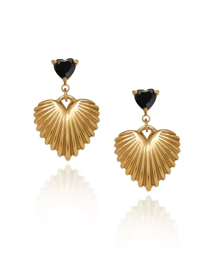 Textured Heart Drop Earrings