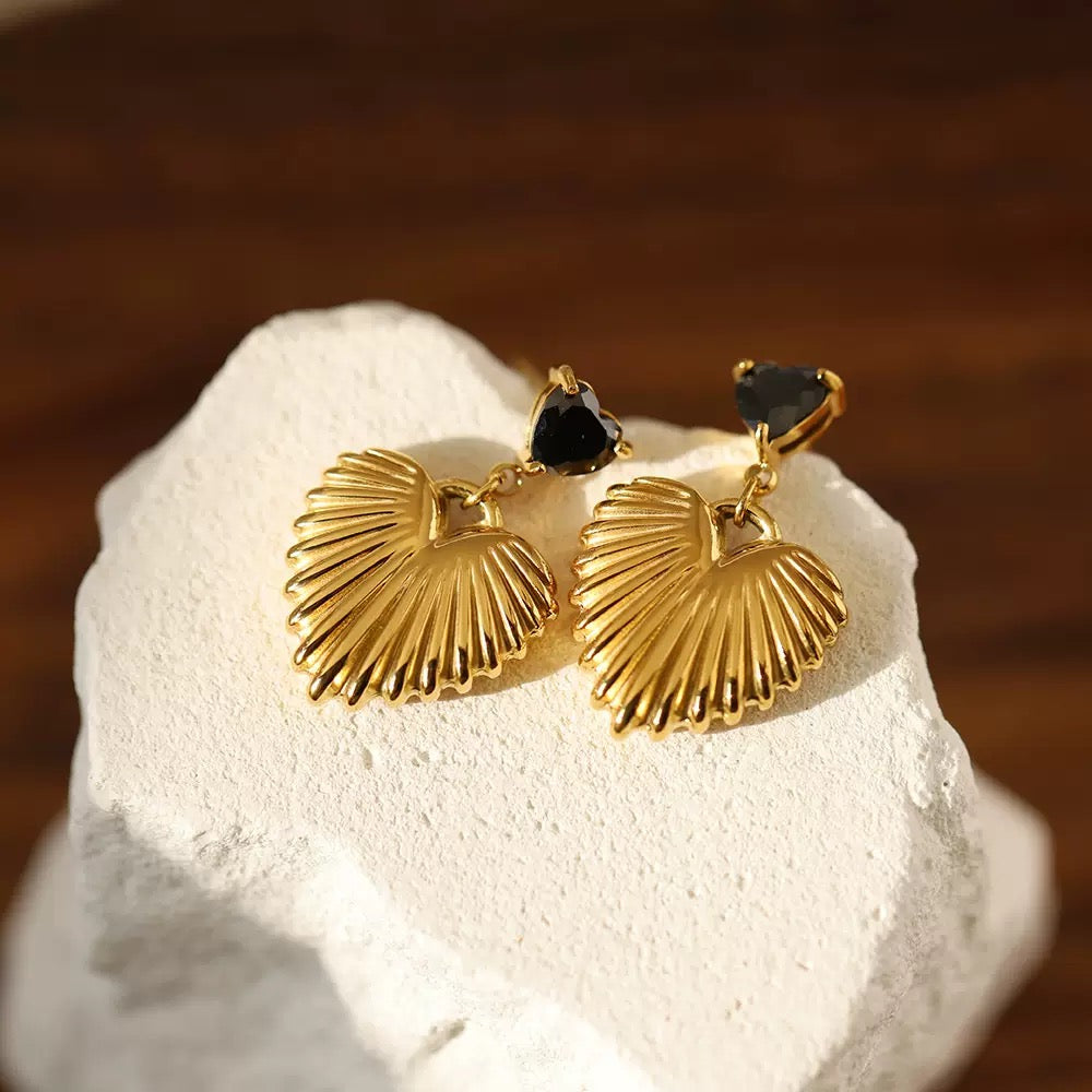 Textured Heart Drop Earrings