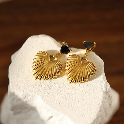 Textured Heart Drop Earrings