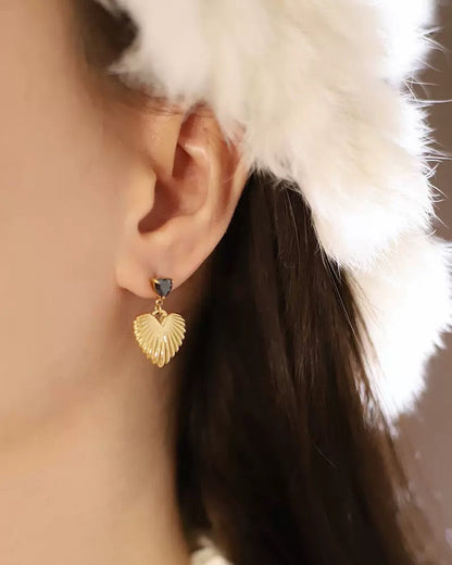 Textured Heart Drop Earrings