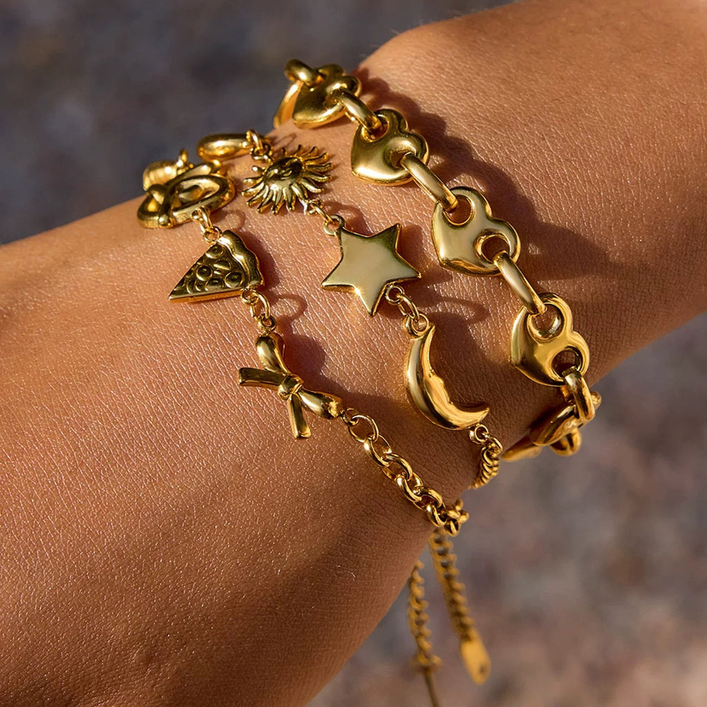 Celestial Trio Bracelet – Sun, Moon & Star Bracelet