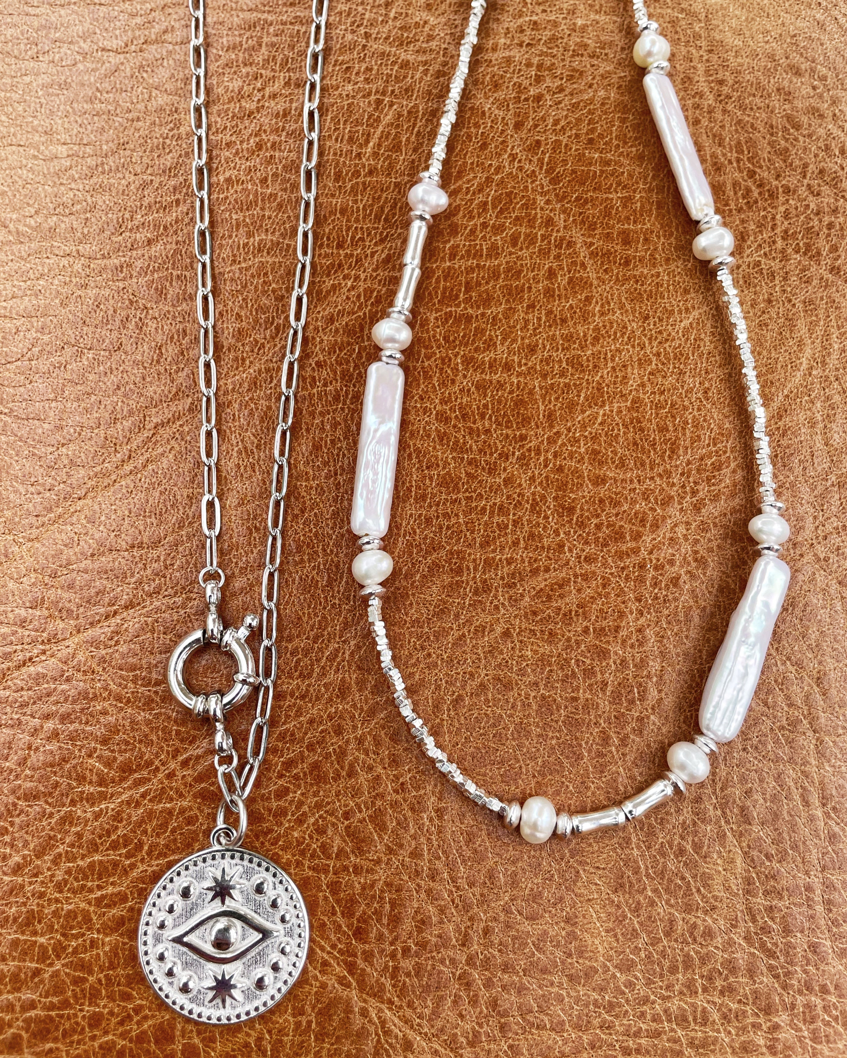 Baroque Pearl Silver Chips Necklace