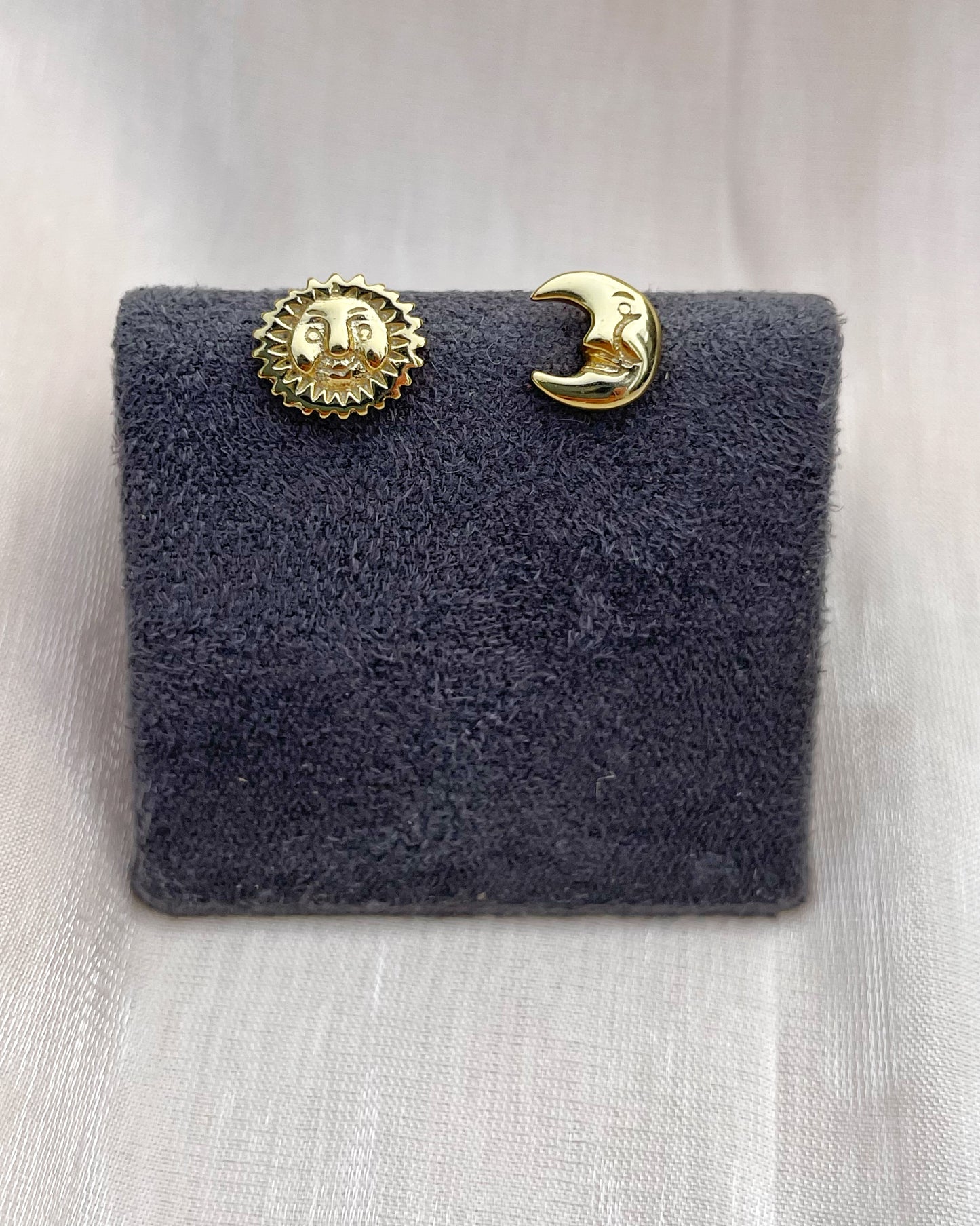 Tiny Moon and Sun Ear Studs