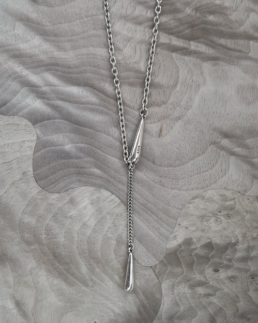 Sterling silver necklace with double drop pendants – Silver Drop Necklace by Refla