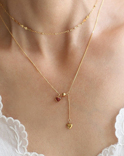 Red Heart Lariat Necklace
