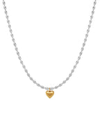 Silver Bead Heart Necklace