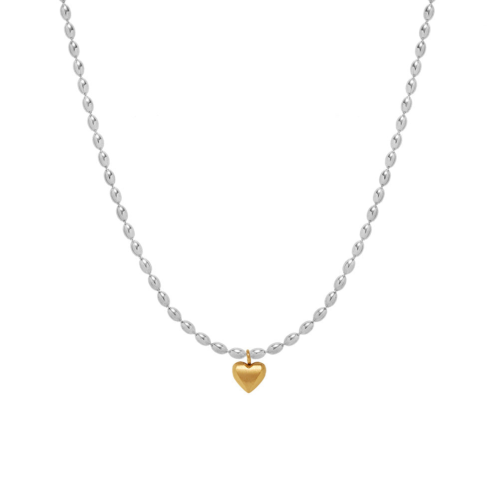 Silver Bead Heart Necklace