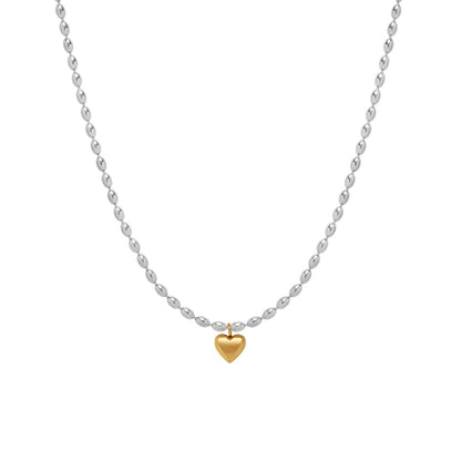 Silver Bead Heart Necklace