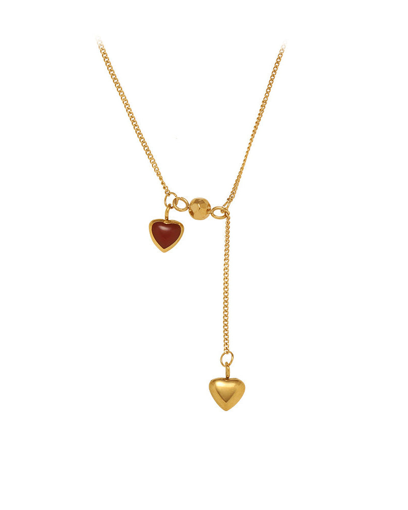 Red Heart Lariat Necklace