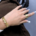 Golden Blossom Set – Floral Ring & Cuff