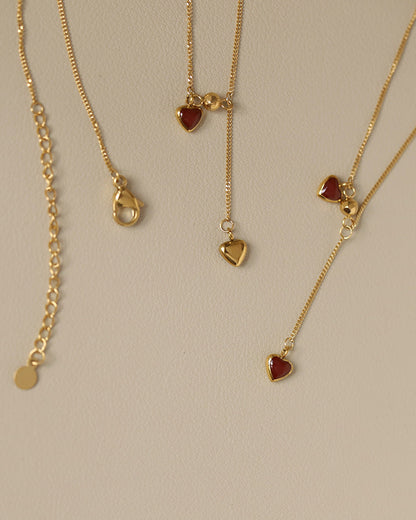 Red Heart Lariat Necklace