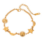Celestial Trio Bracelet with sun moon and star charms