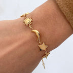 Celestial Trio Bracelet – Sun, Moon & Star Bracelet