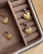 Textured Heart Drop Earrings