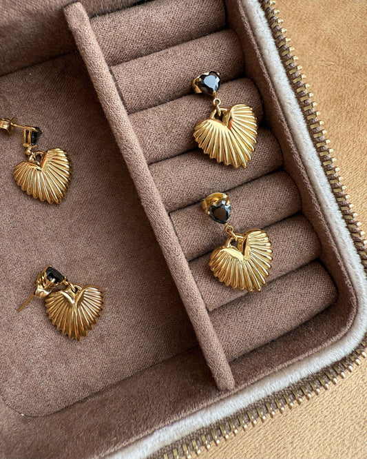 Textured Heart Drop Earrings