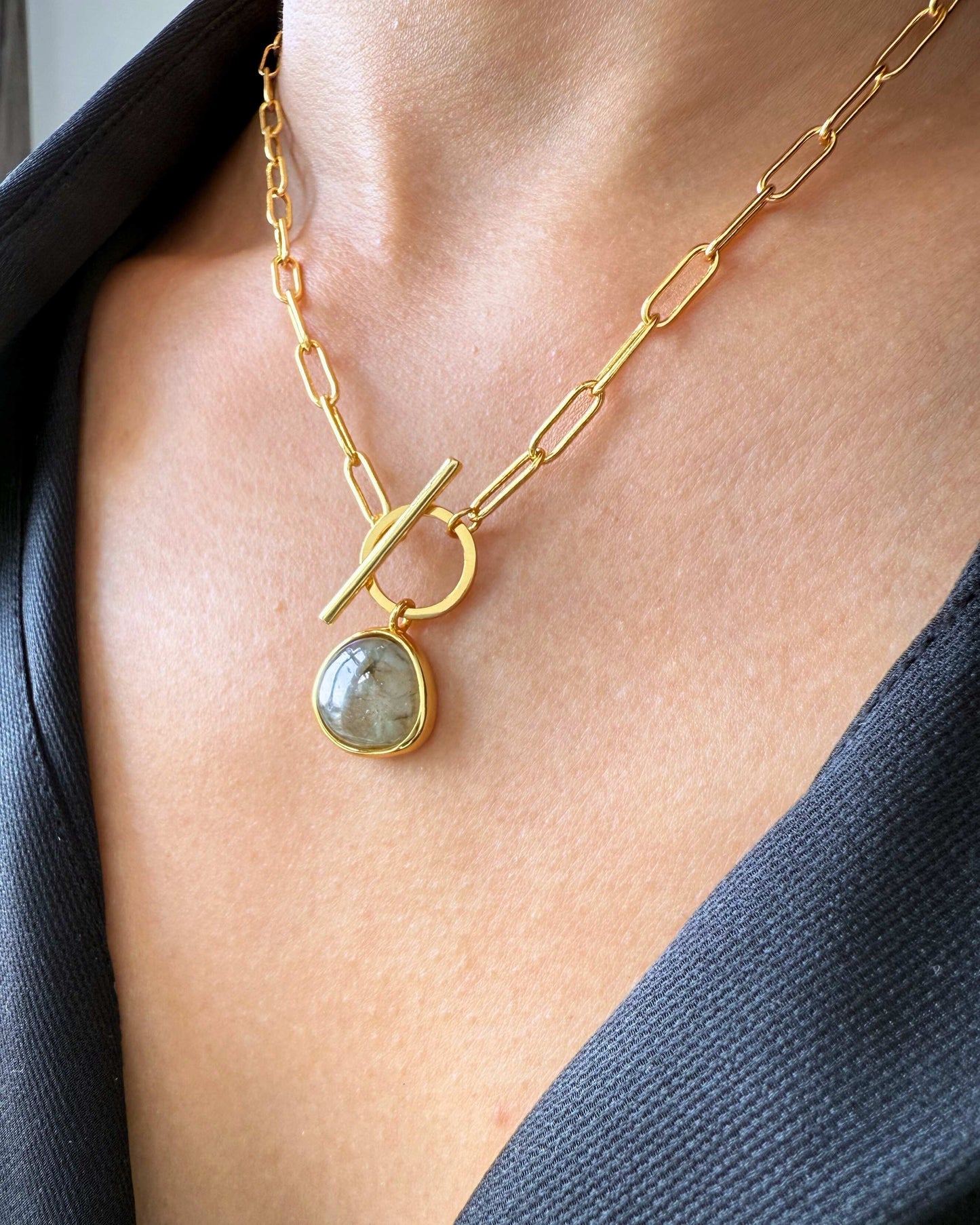 Labradorite Toggle Chain Necklace