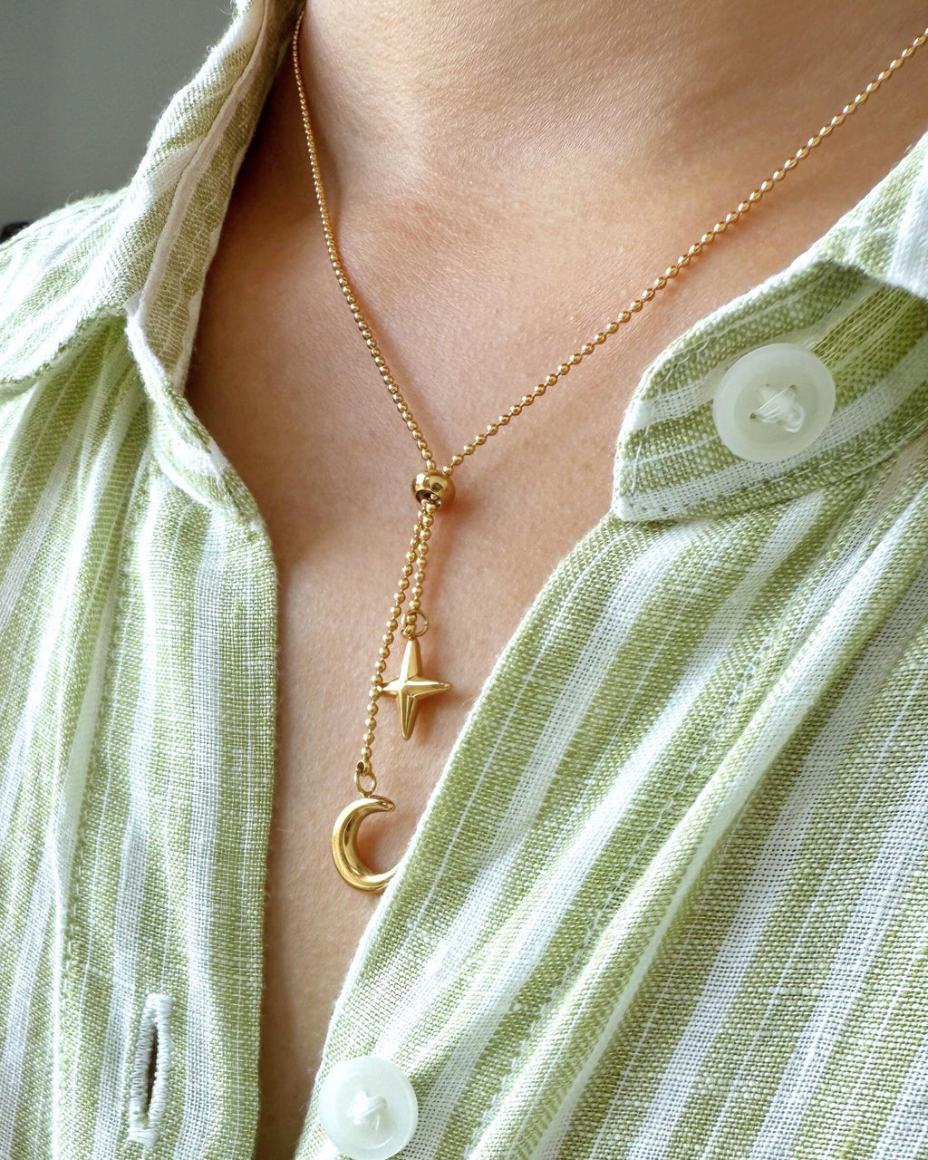 Starry Night Necklace with adjustable front slider bead