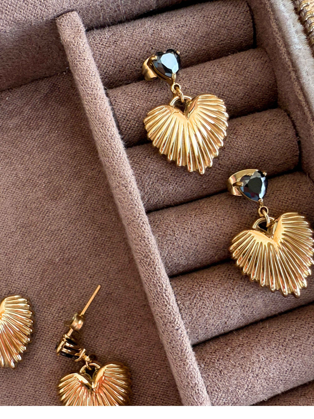 Textured Heart Drop Earrings