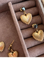 Textured Heart Drop Earrings