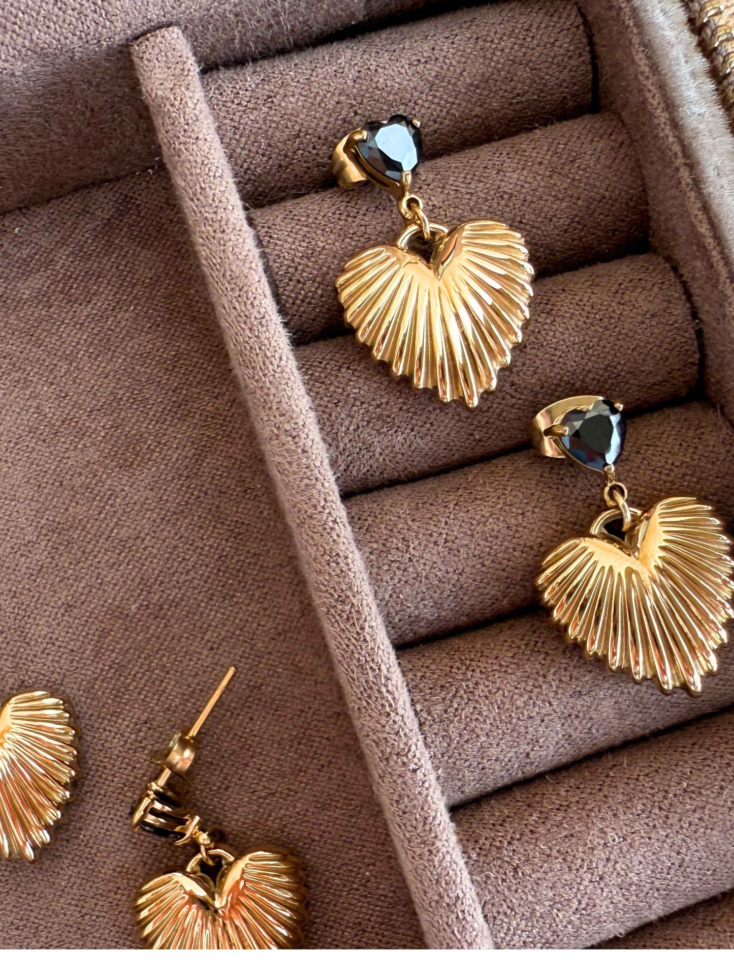 Textured Heart Drop Earrings