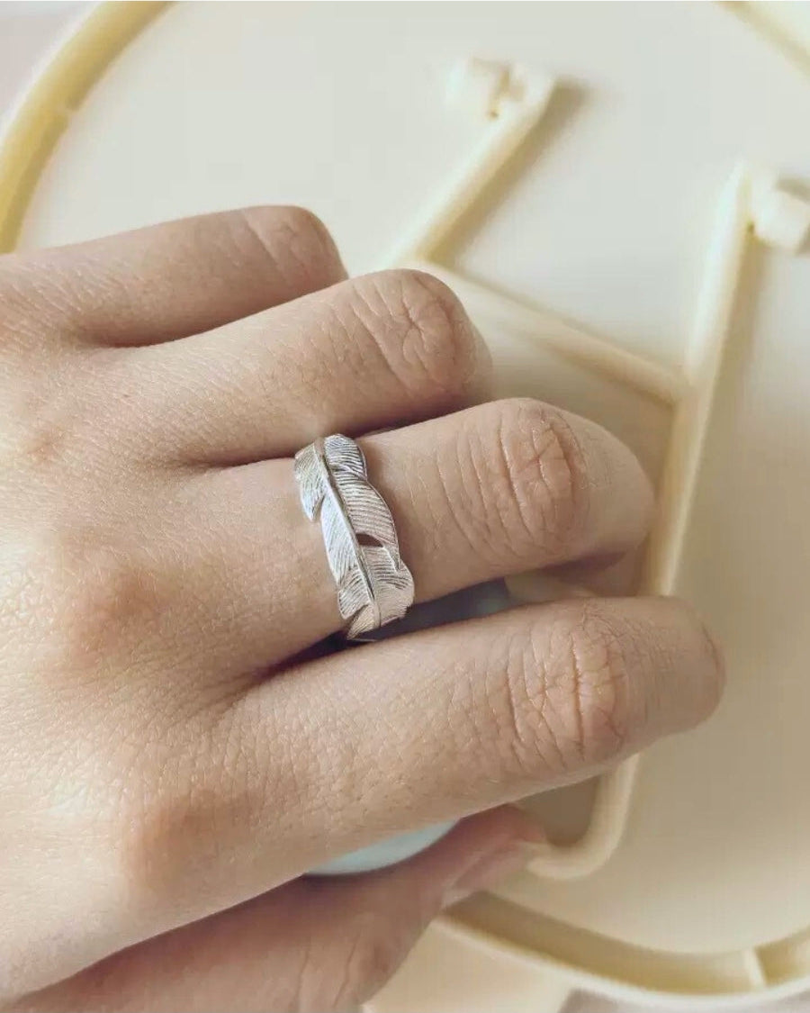 Feather Band Ring (925 Silver)