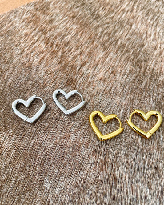 Geo Heart Hoop Earrings – Gold / Silver