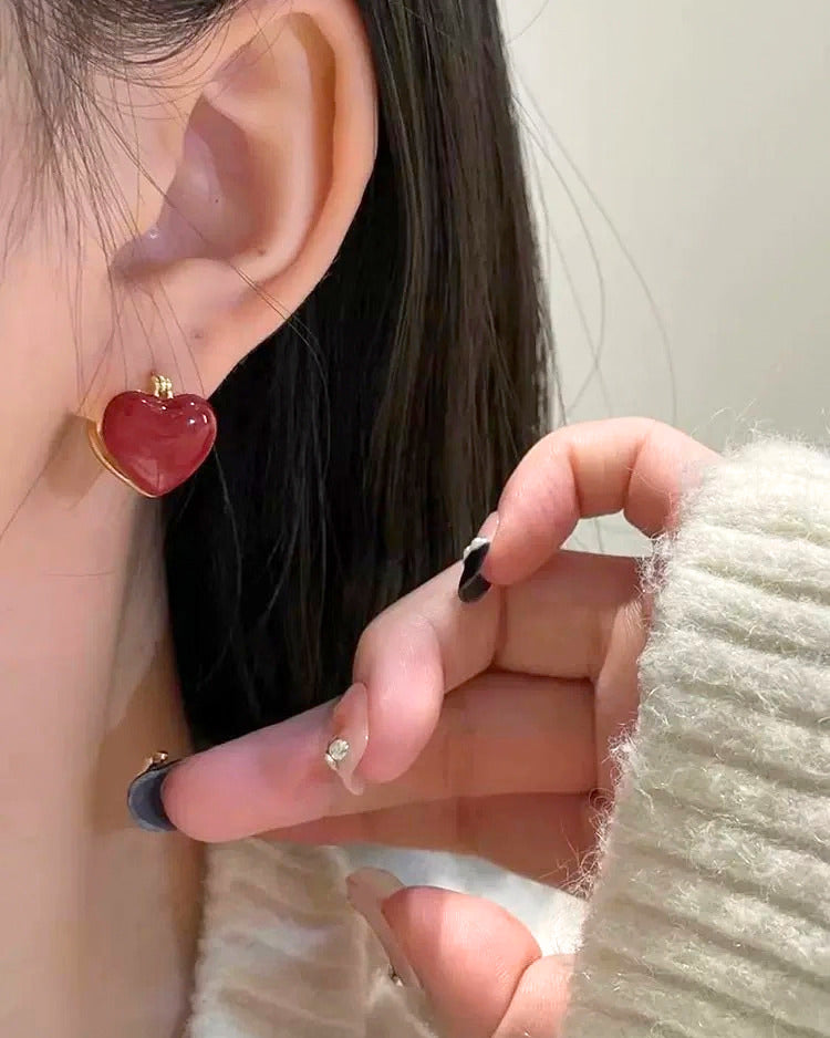 Enamel Heart Hoops