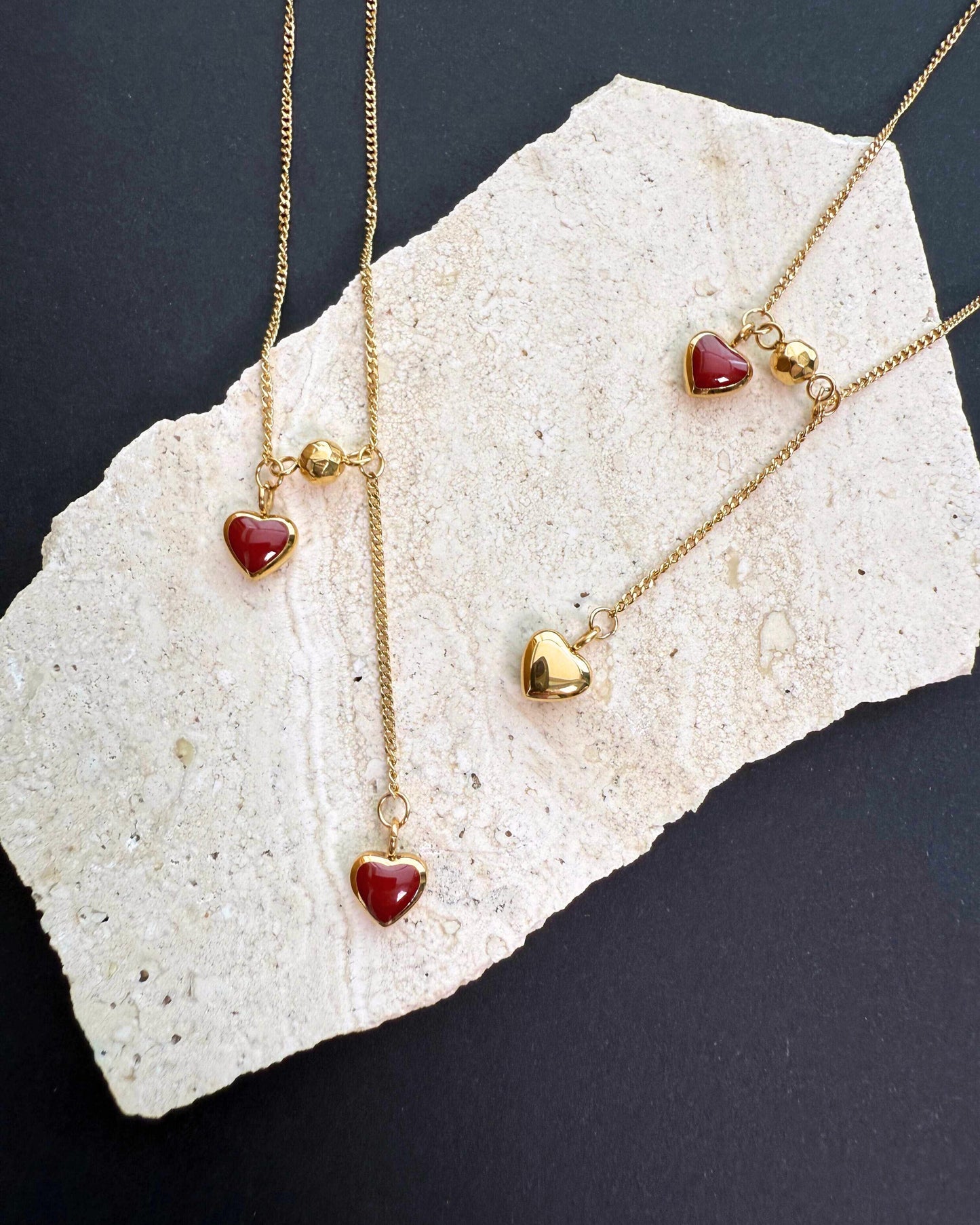 Red Heart Lariat Necklace